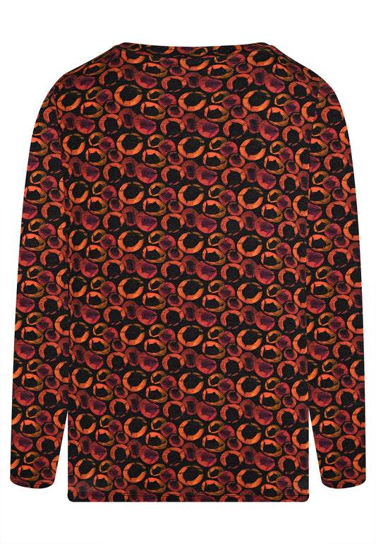 E24881 Shirt mit Punkte-Print in Rot/Schwarz