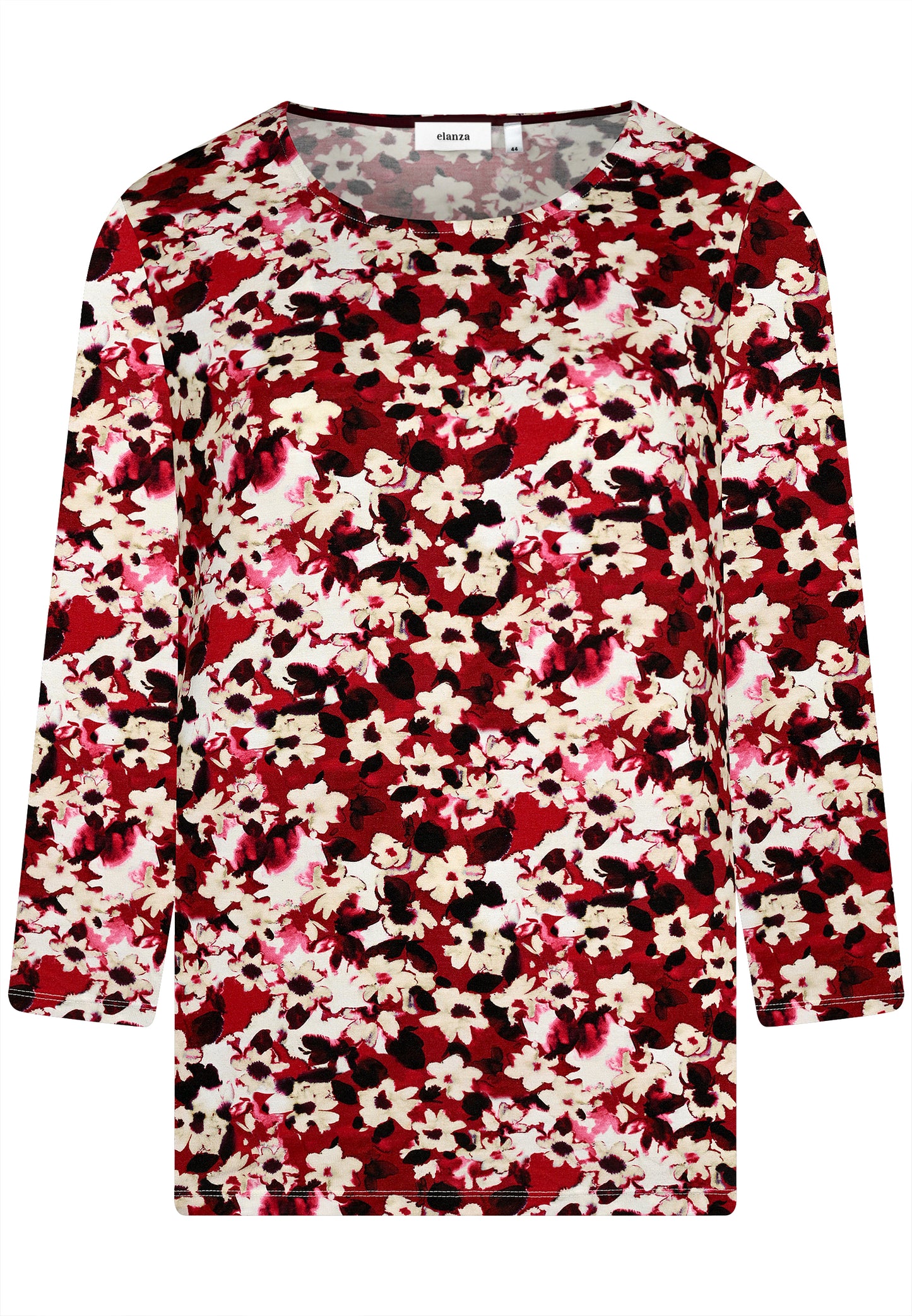 E24882 Shirt mit Blüten-Print in Rot/Weiß