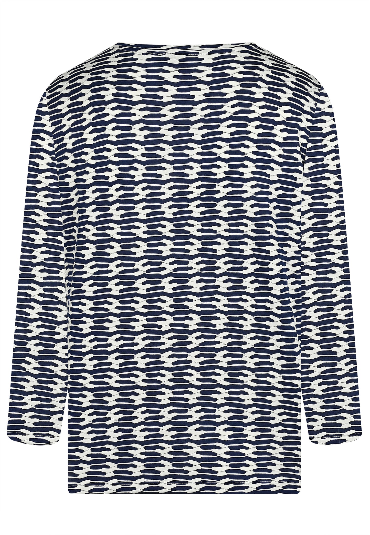 E25181 Overhemd met jacquardpatroon in donkerblauw/wit
