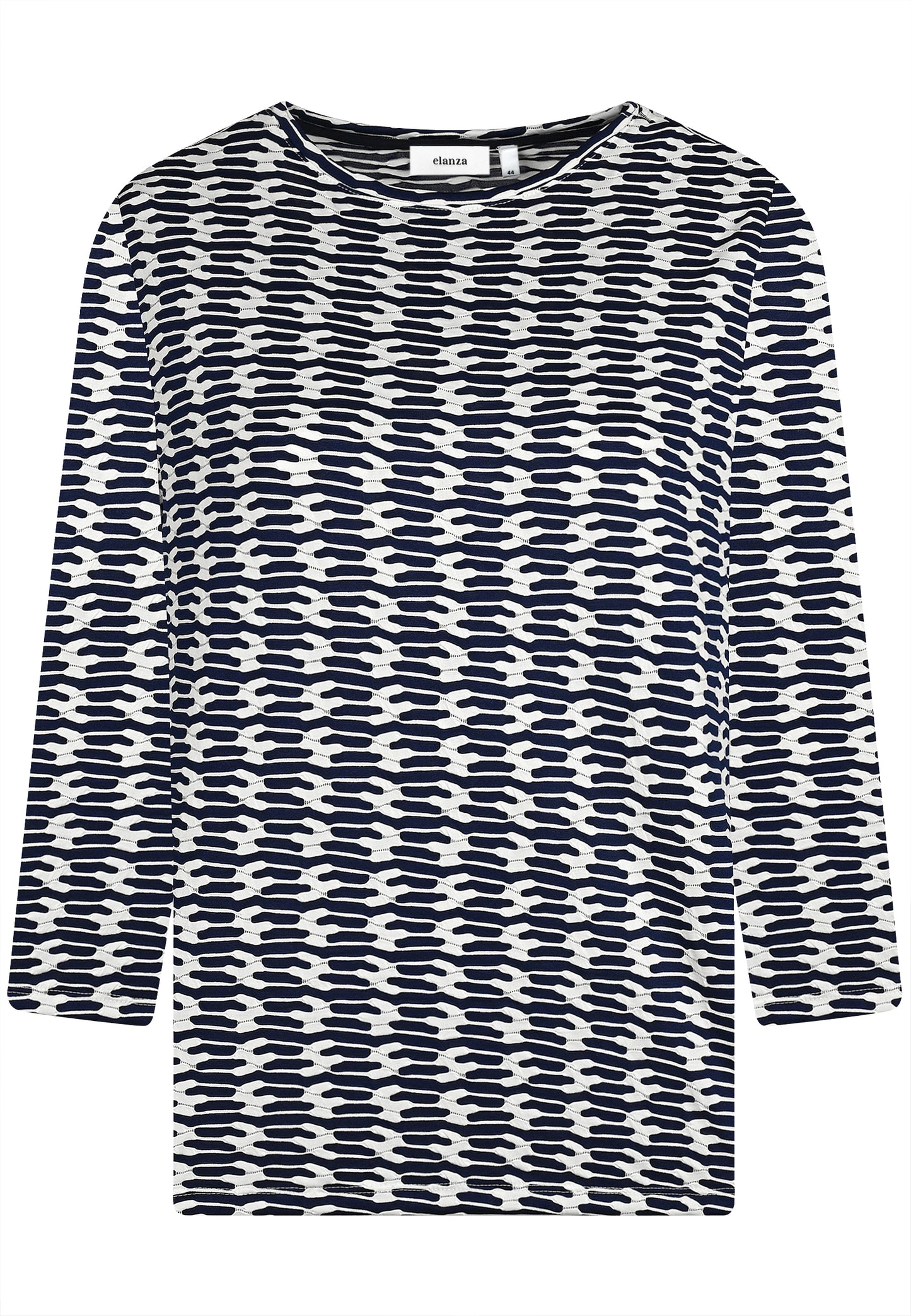 E25181 Overhemd met jacquardpatroon in donkerblauw/wit