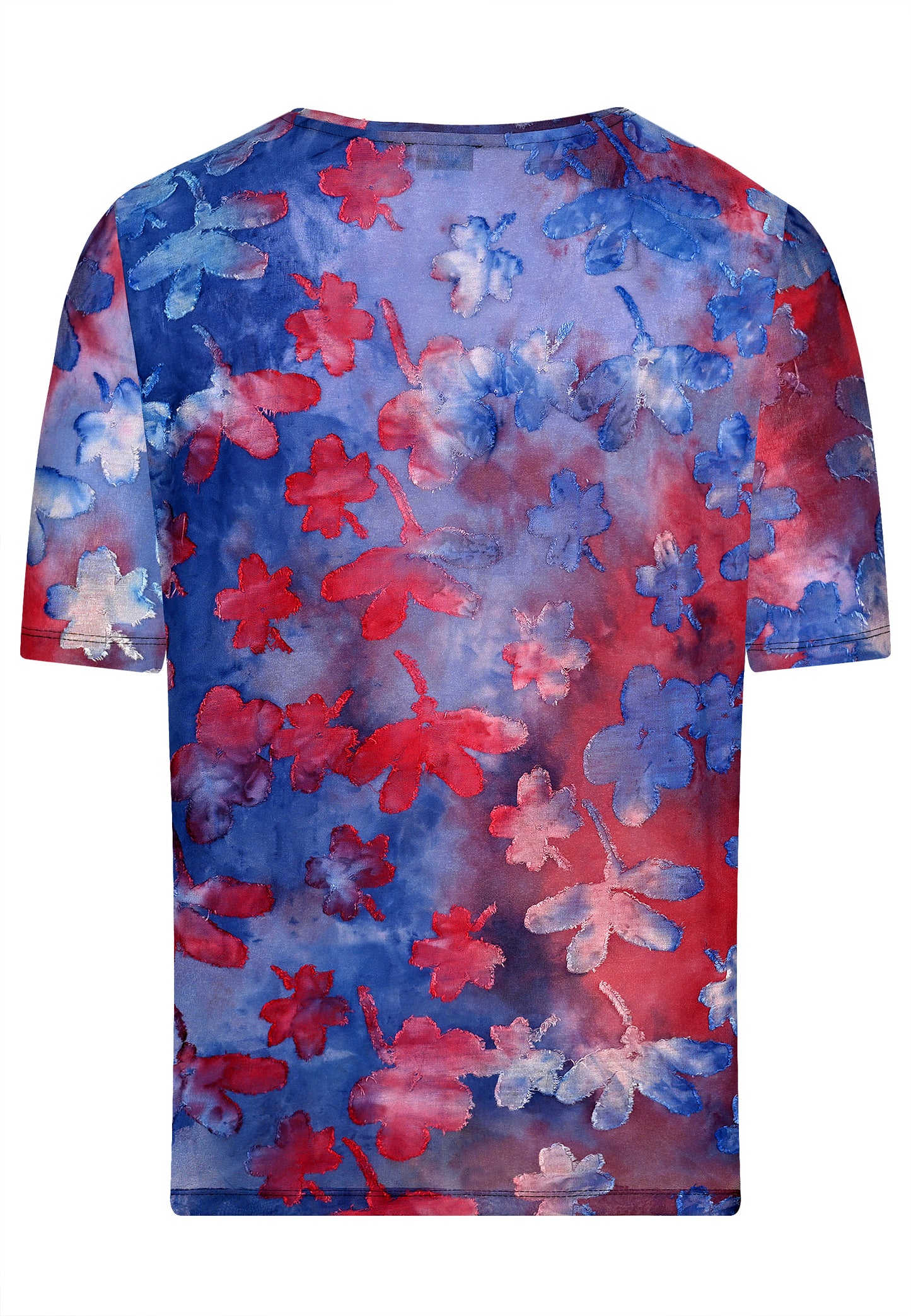 E25182 Overhemd met bloemenjacquardpatroon in blauw/rood