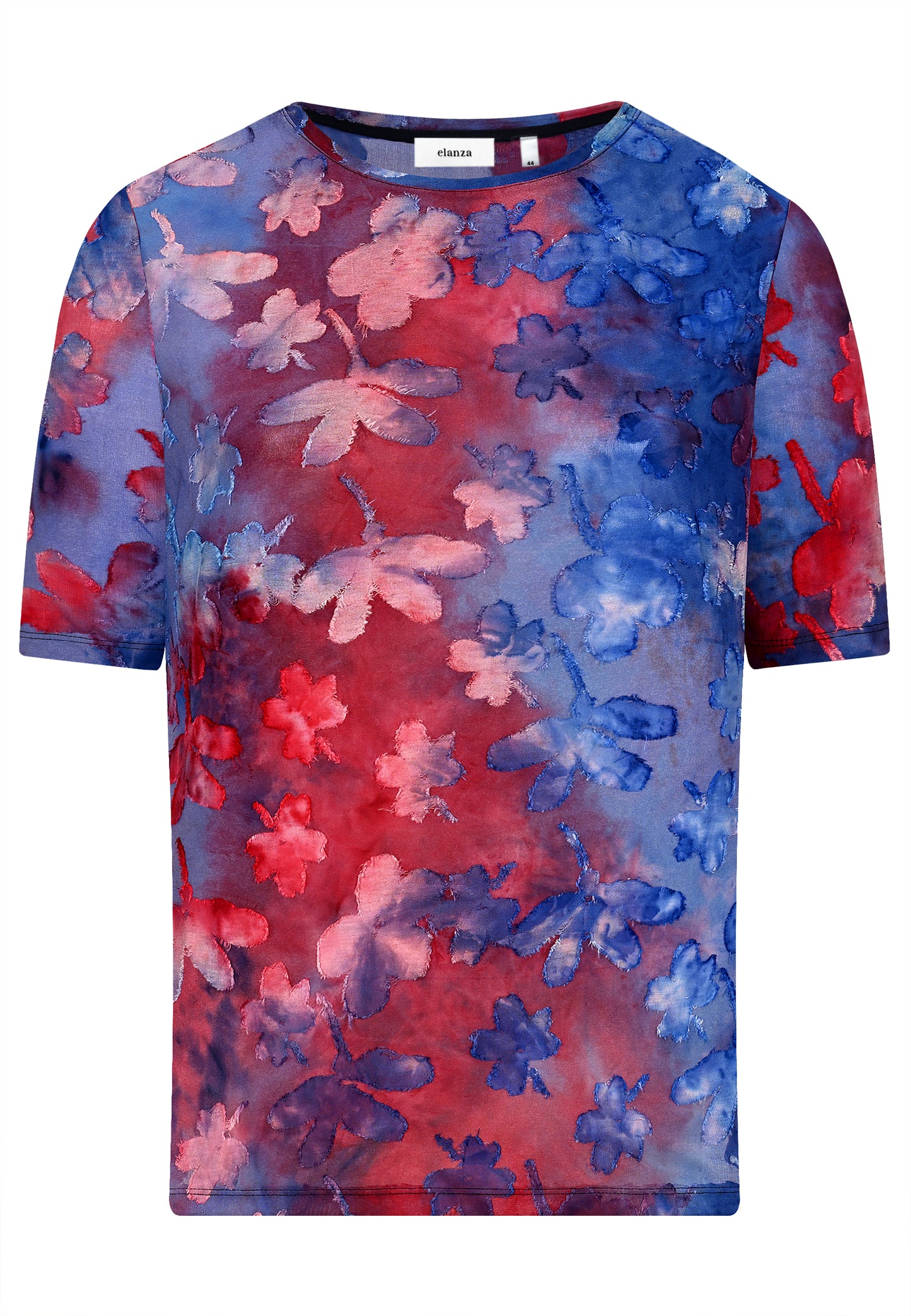 E25182 Overhemd met bloemenjacquardpatroon in blauw/rood