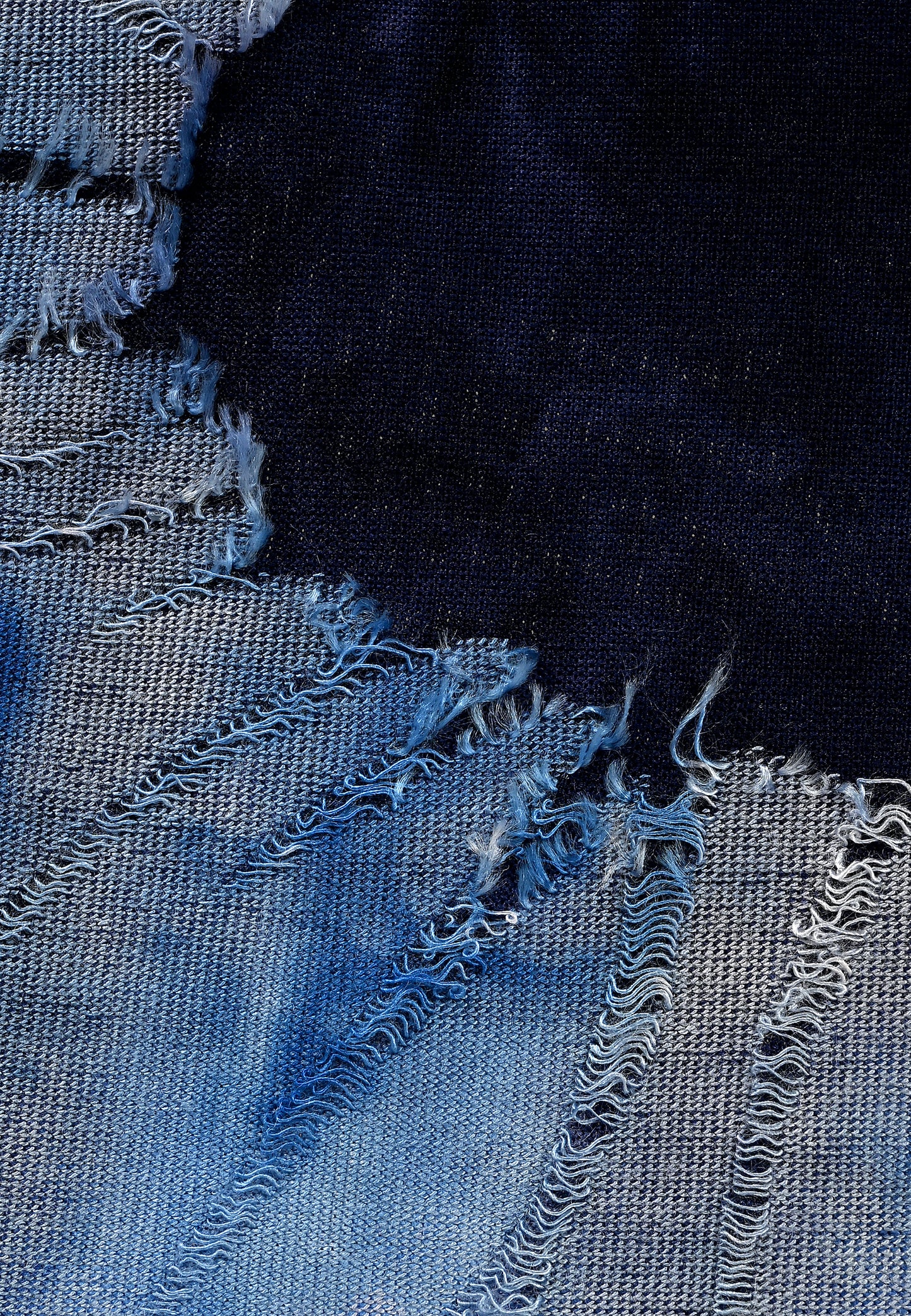 E25183 Overhemd met zonnebloemjacquardpatroon in blauw