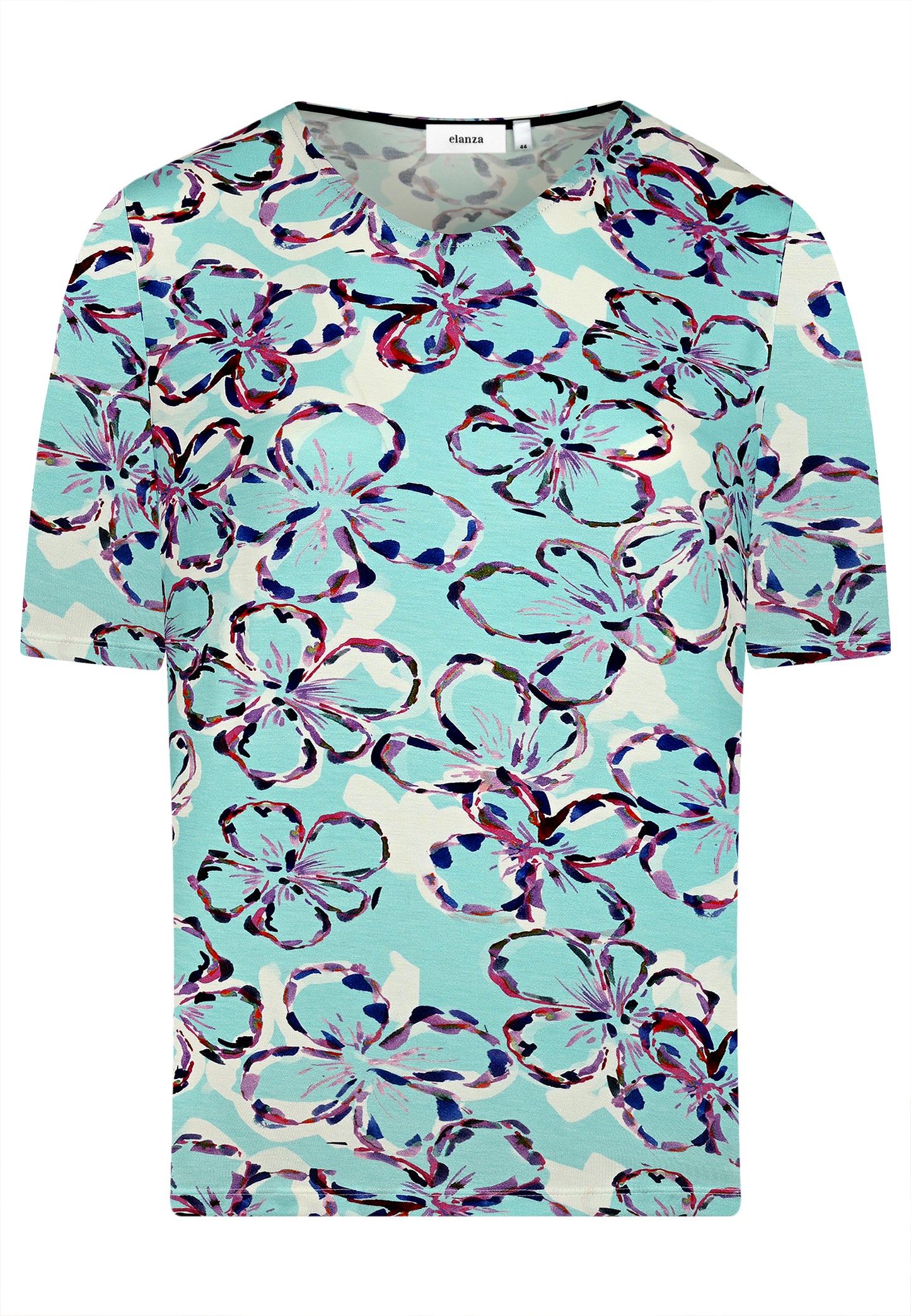 E25188 Shirt met bloemenprint in mint/paars