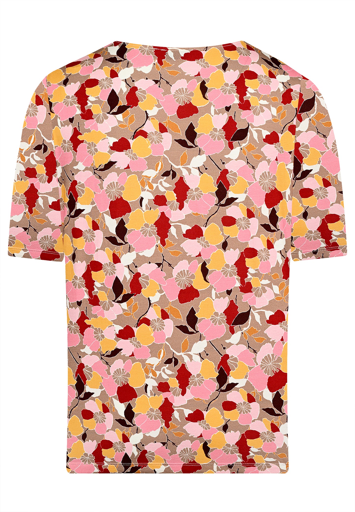 E25283 Shirt met bloemenprint in roos/taupe