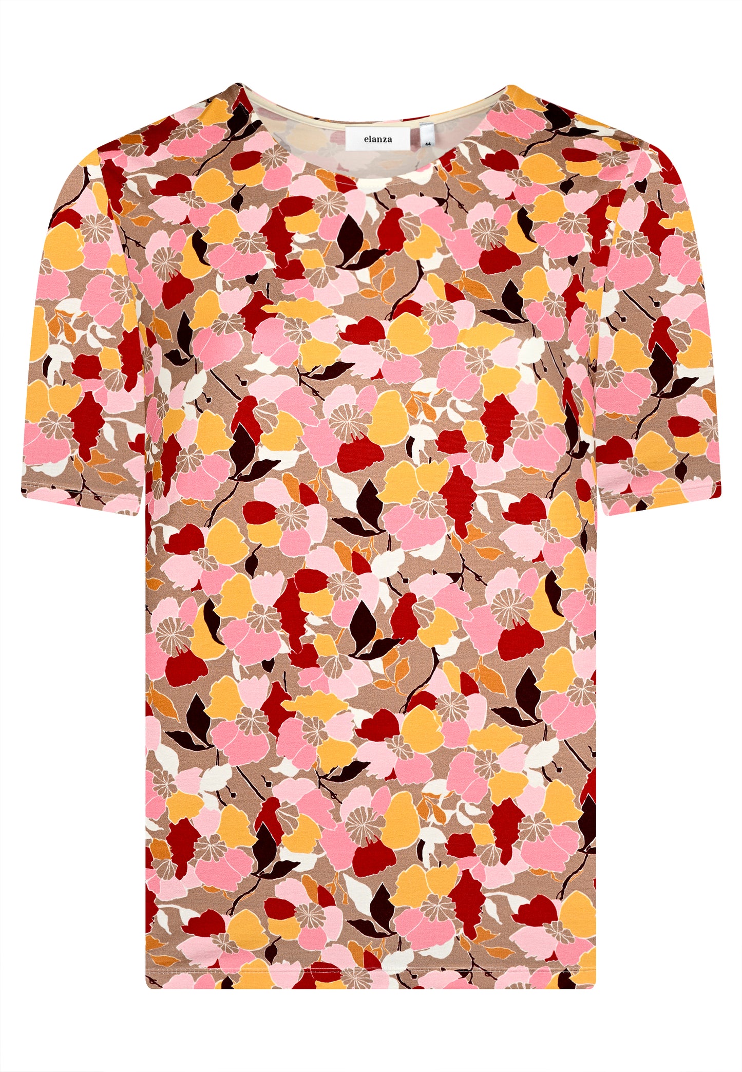 E25283 Shirt met bloemenprint in roos/taupe