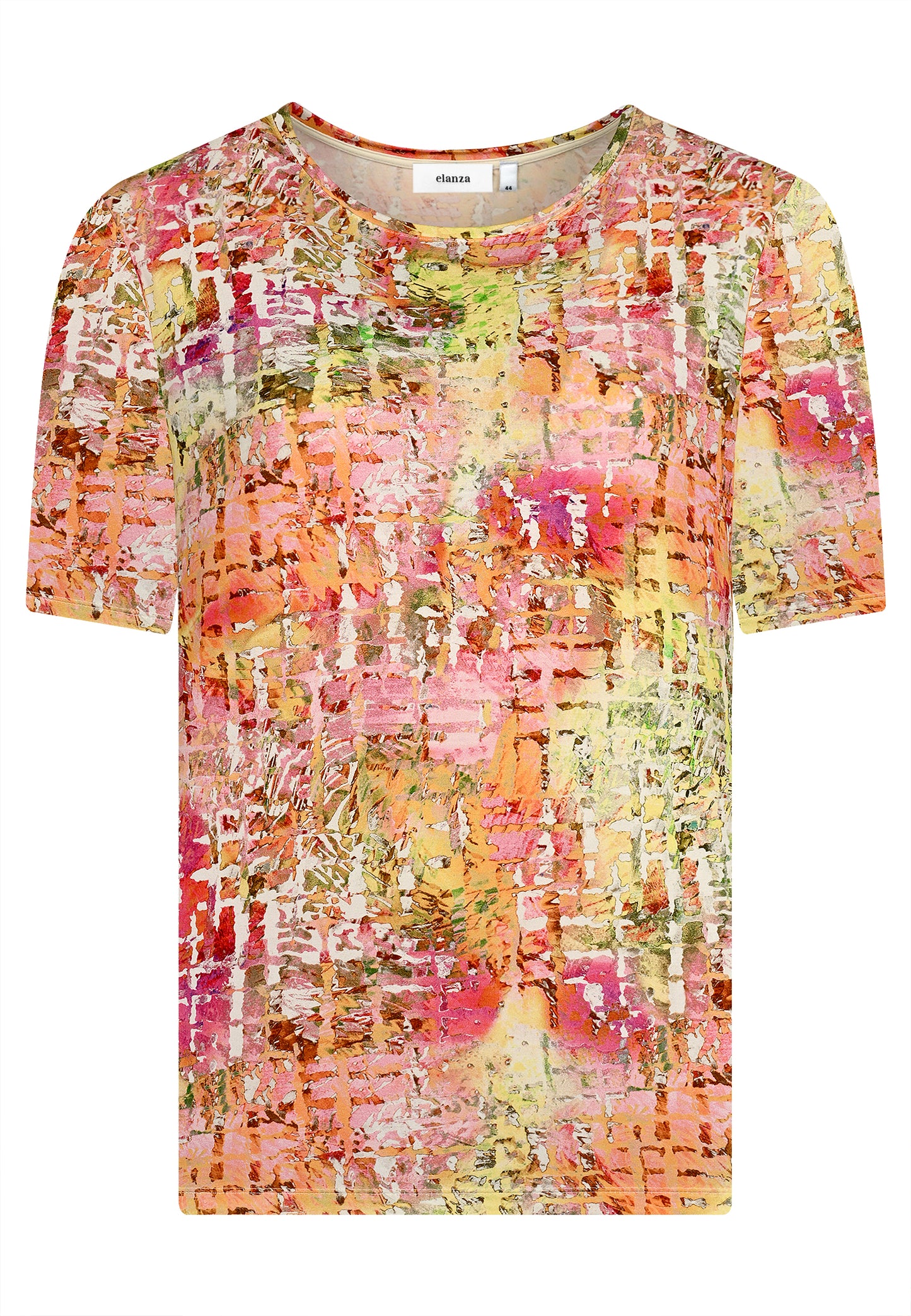 E25285 Shirt met ruitjesprint in roze/oranje