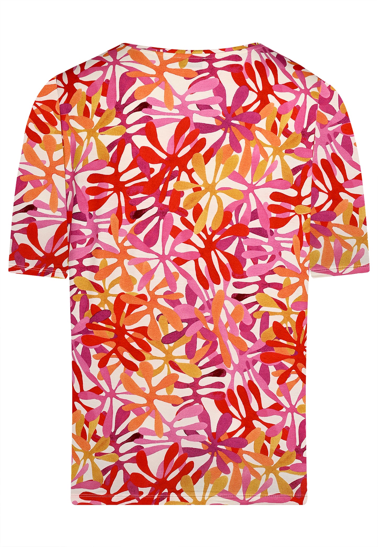E25286 Shirt mit Blüten-Print in Pink/Orange