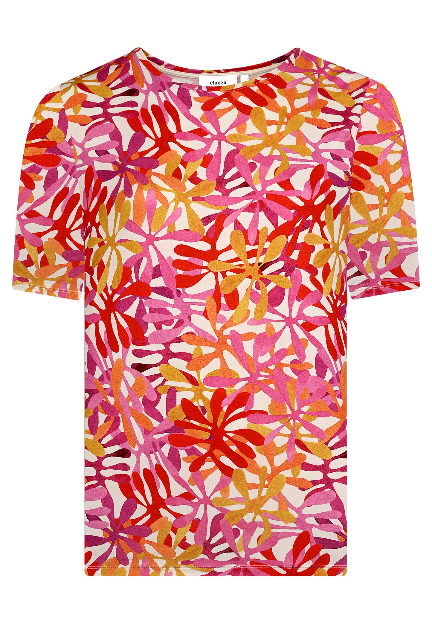 E25286 Shirt mit Blüten-Print in Pink/Orange