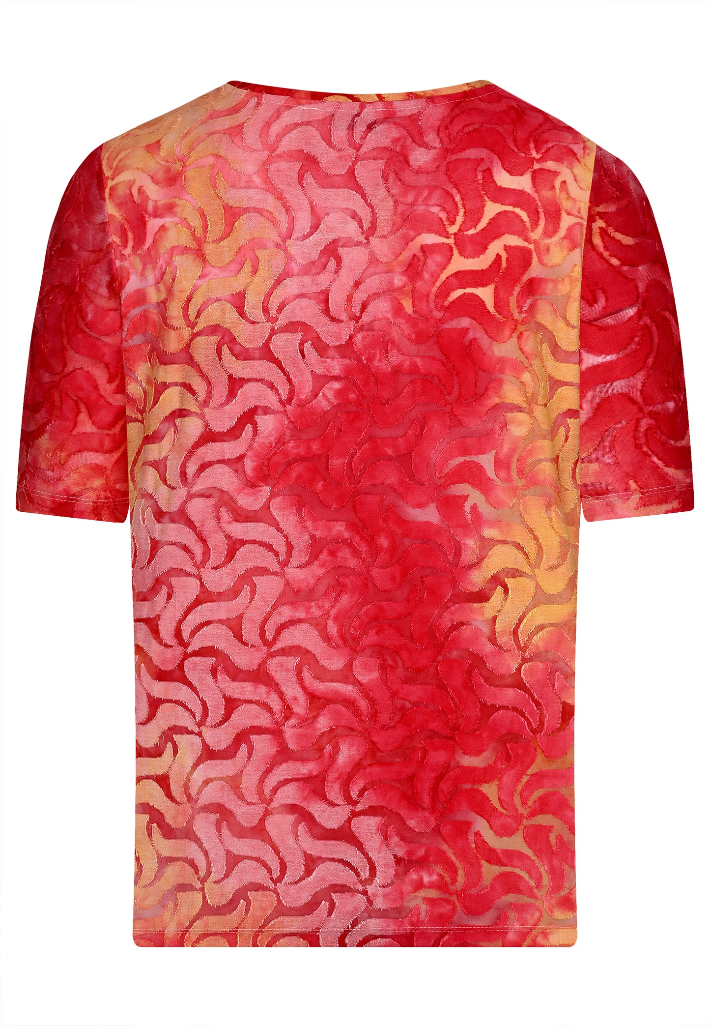 E25287 Shirt met golfpatroon in roze/rood