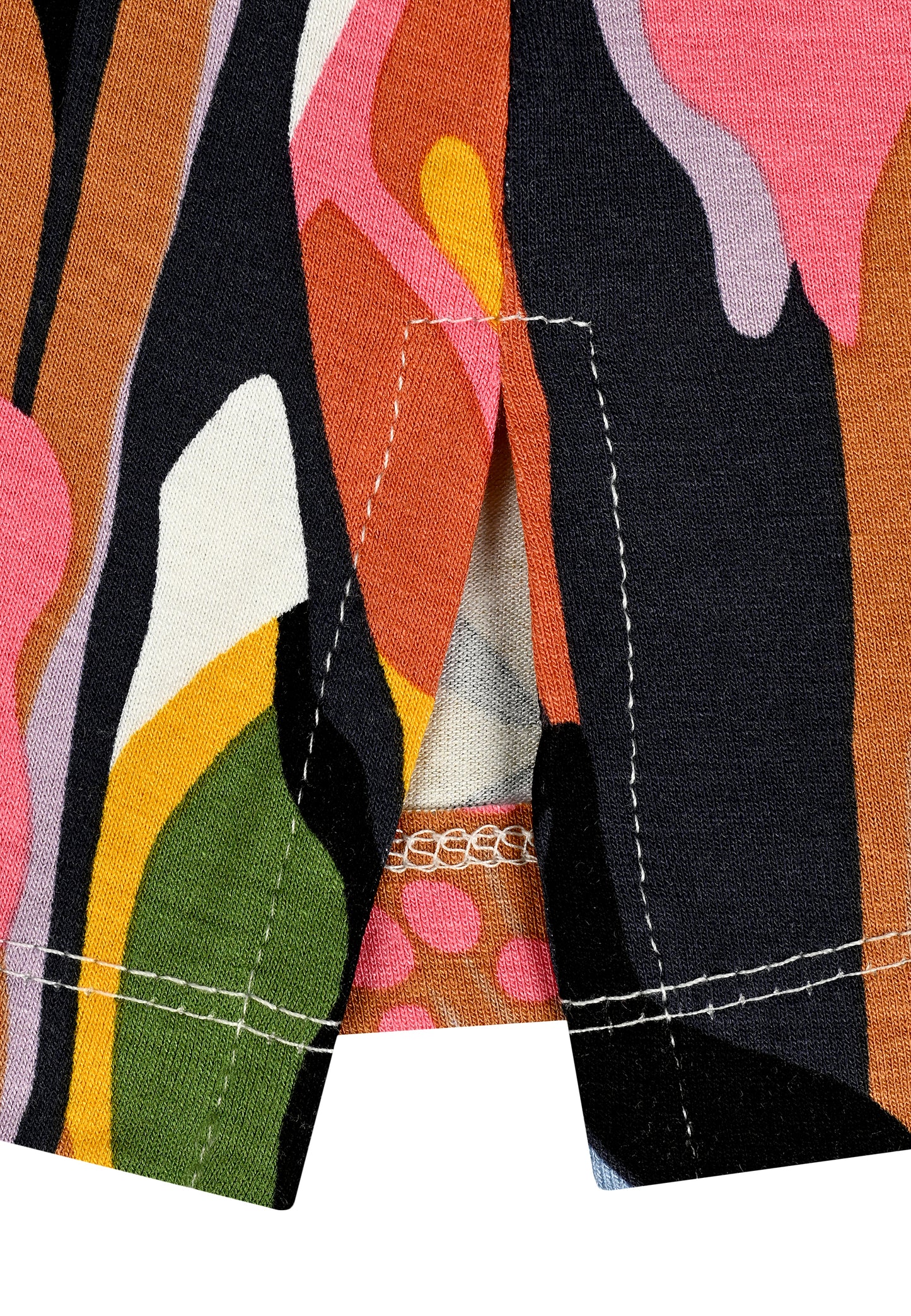 E25289 Shirt met grafische print in oranje/taupe