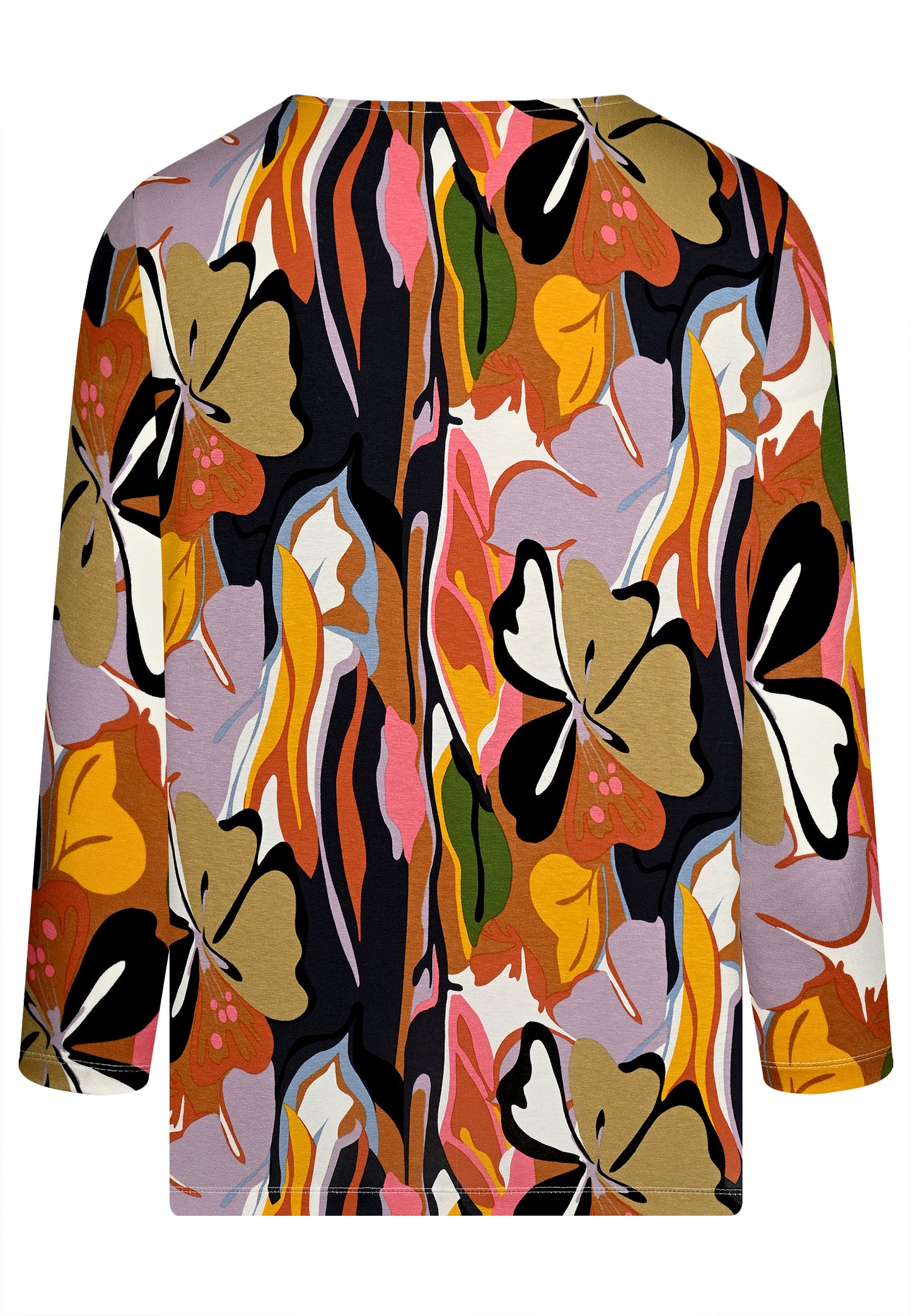 E25289 Shirt met grafische print in oranje/taupe