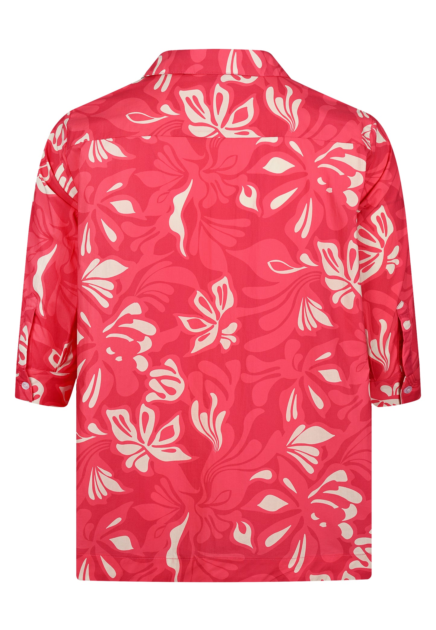 E25291 Lange blouse met bloemenprint in roze