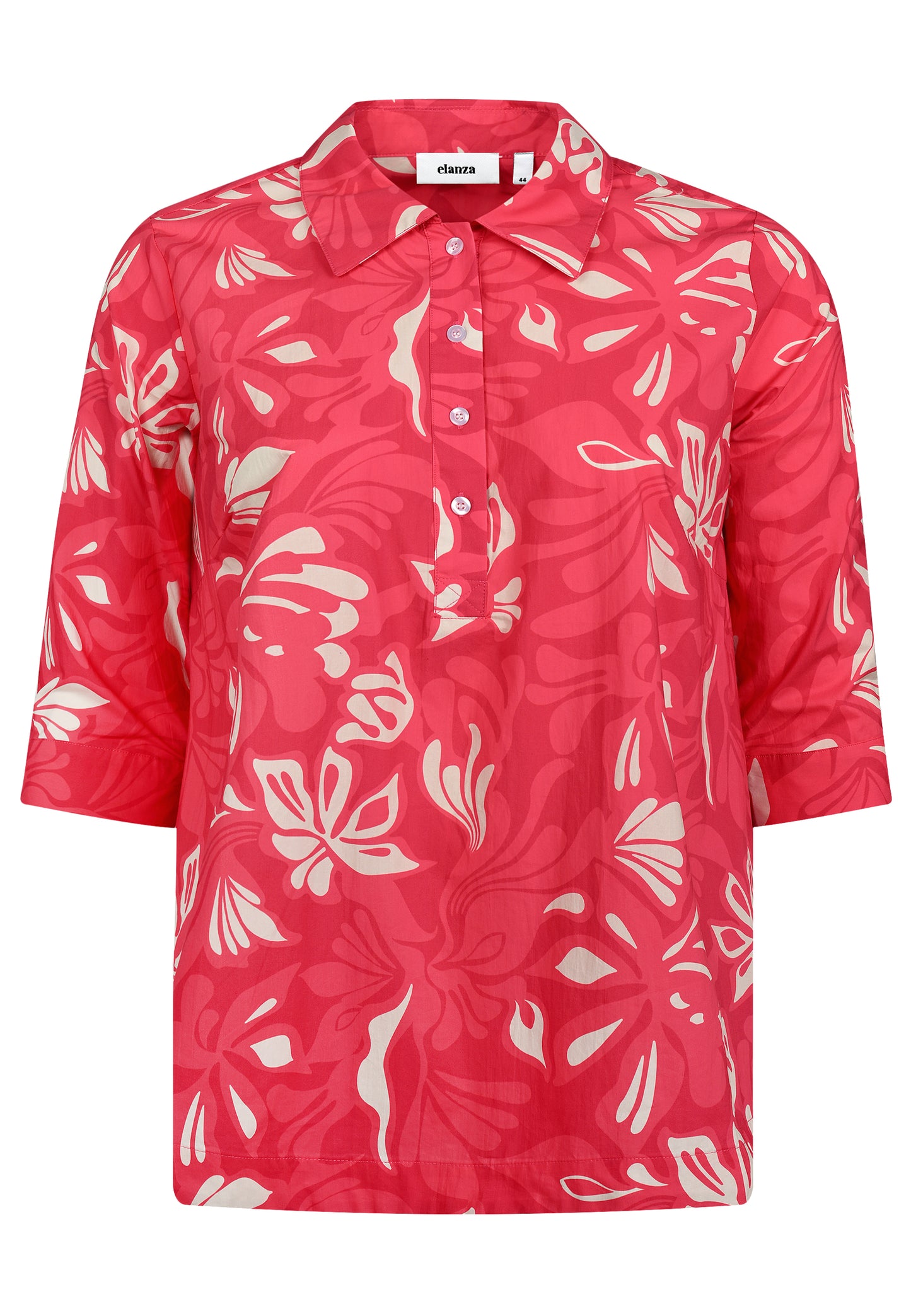 E25291 Lange blouse met bloemenprint in roze