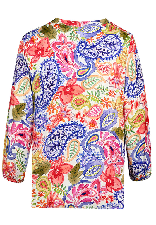 E25292 Bluse mit Ornament-Print in Pink/Lila