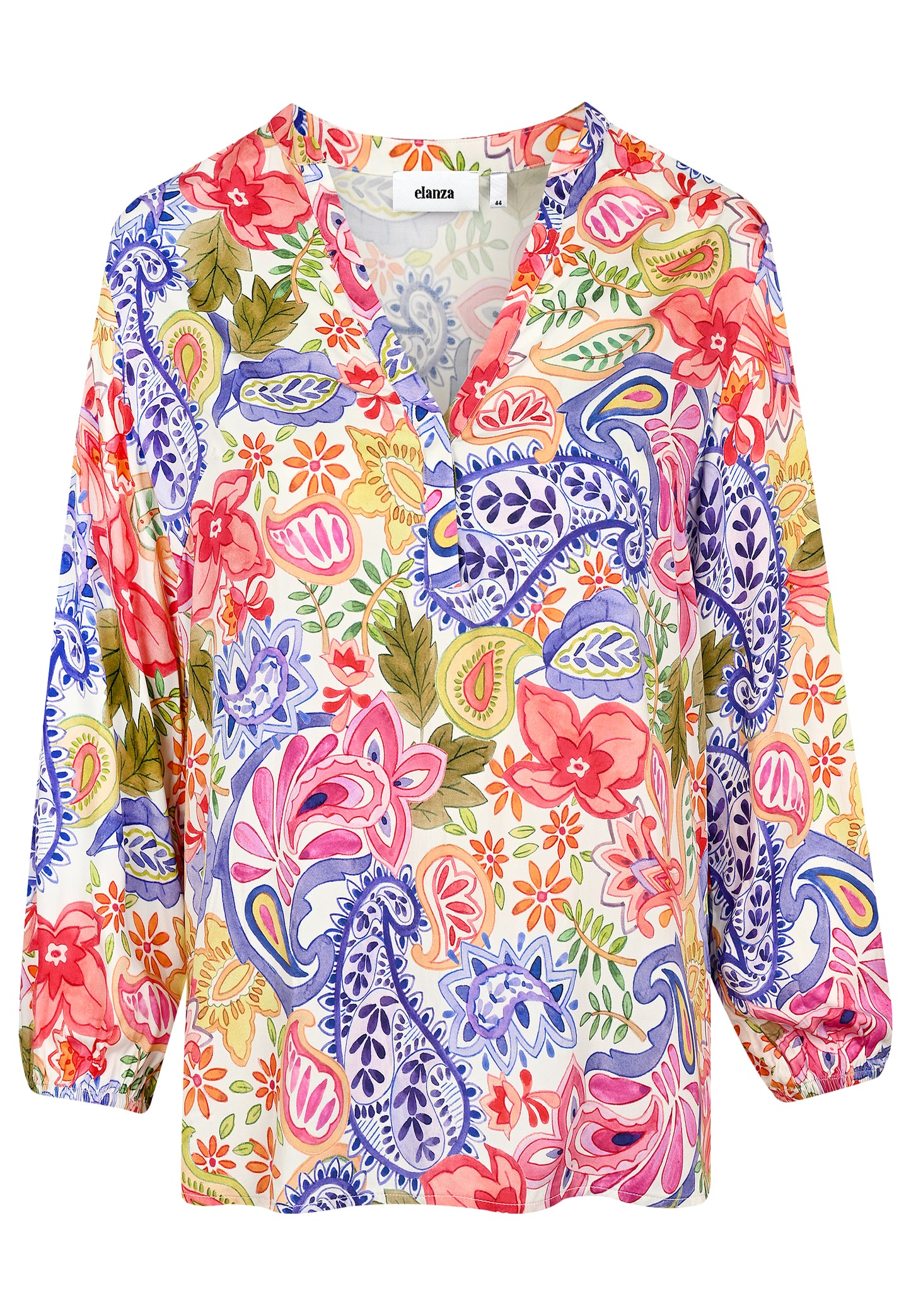 E25292 Bluse mit Ornament-Print in Pink/Lila