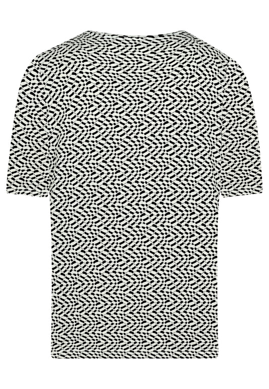 E25381 Shirt mit Jacquard-Muster in Weiß/Schwarz