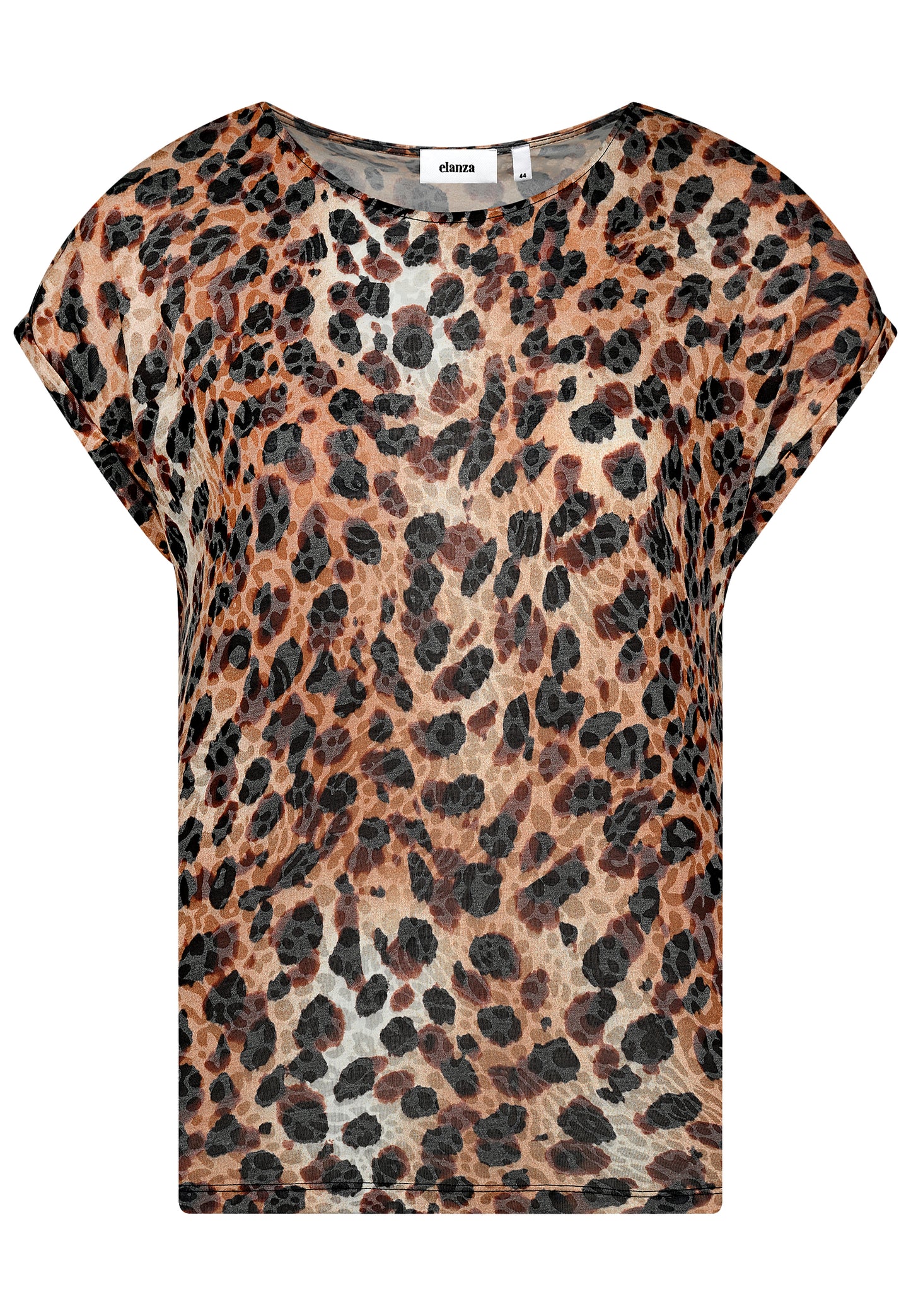 E25384 Shirt met luipaardmotief in zwart/beige