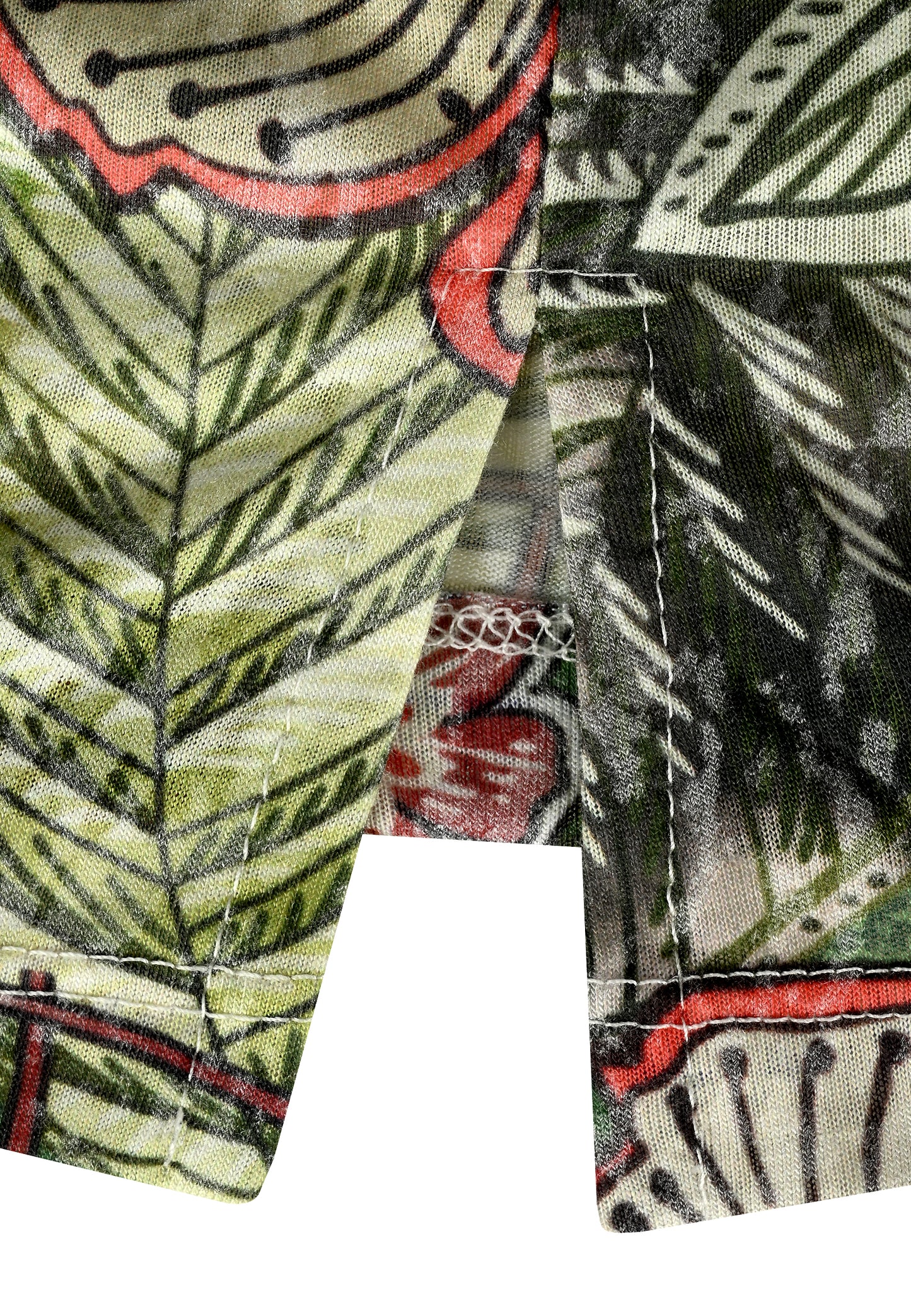 E25385 Shirt mit Tropical-Print in Grün/Rosé