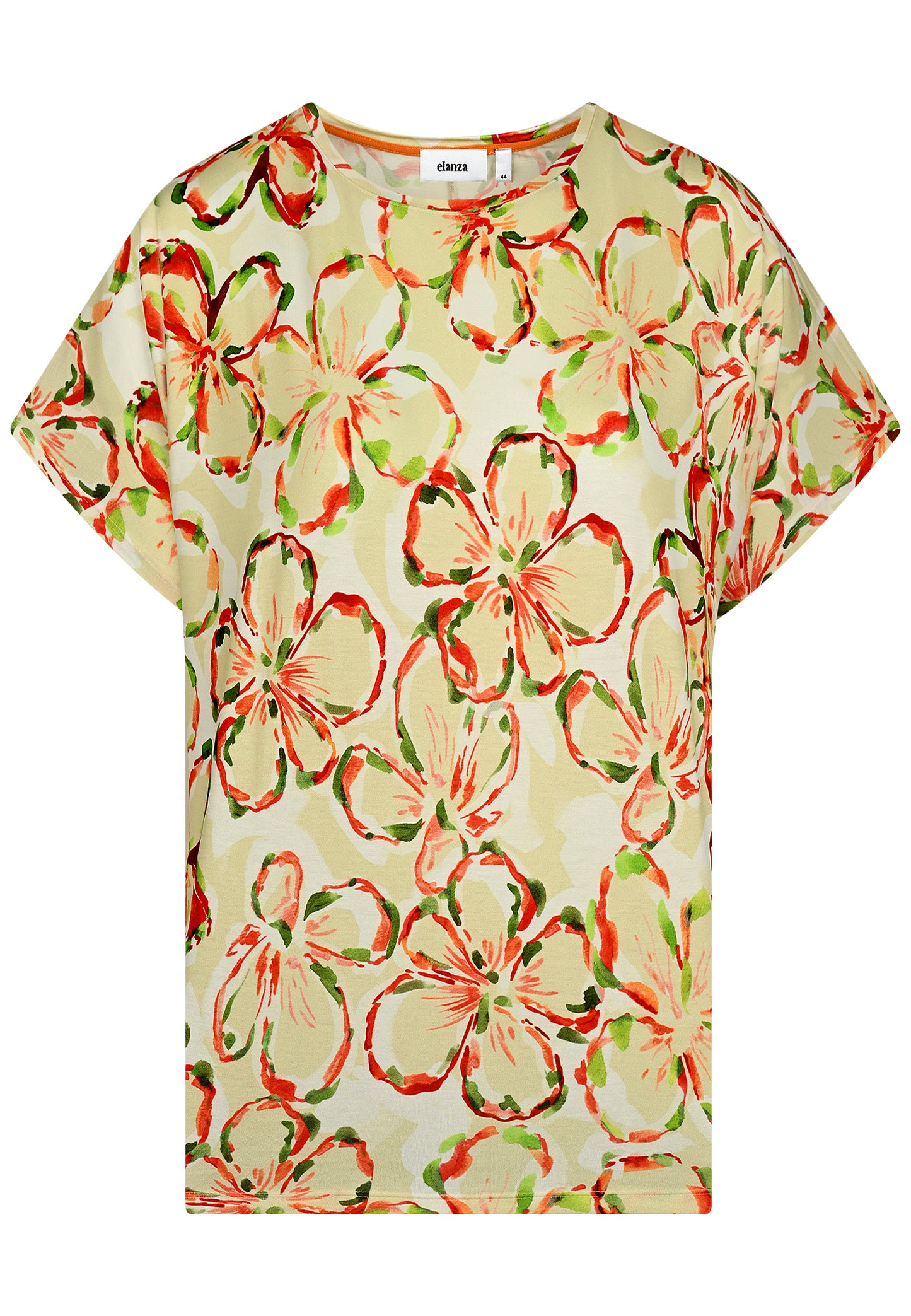 E25387 Shirt met bloemenprint in rood/lichtgroen