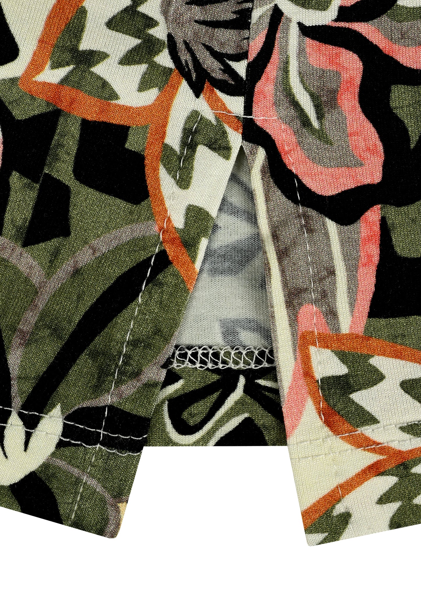 E25389 Shirt met bloemenprint in olijf/roze