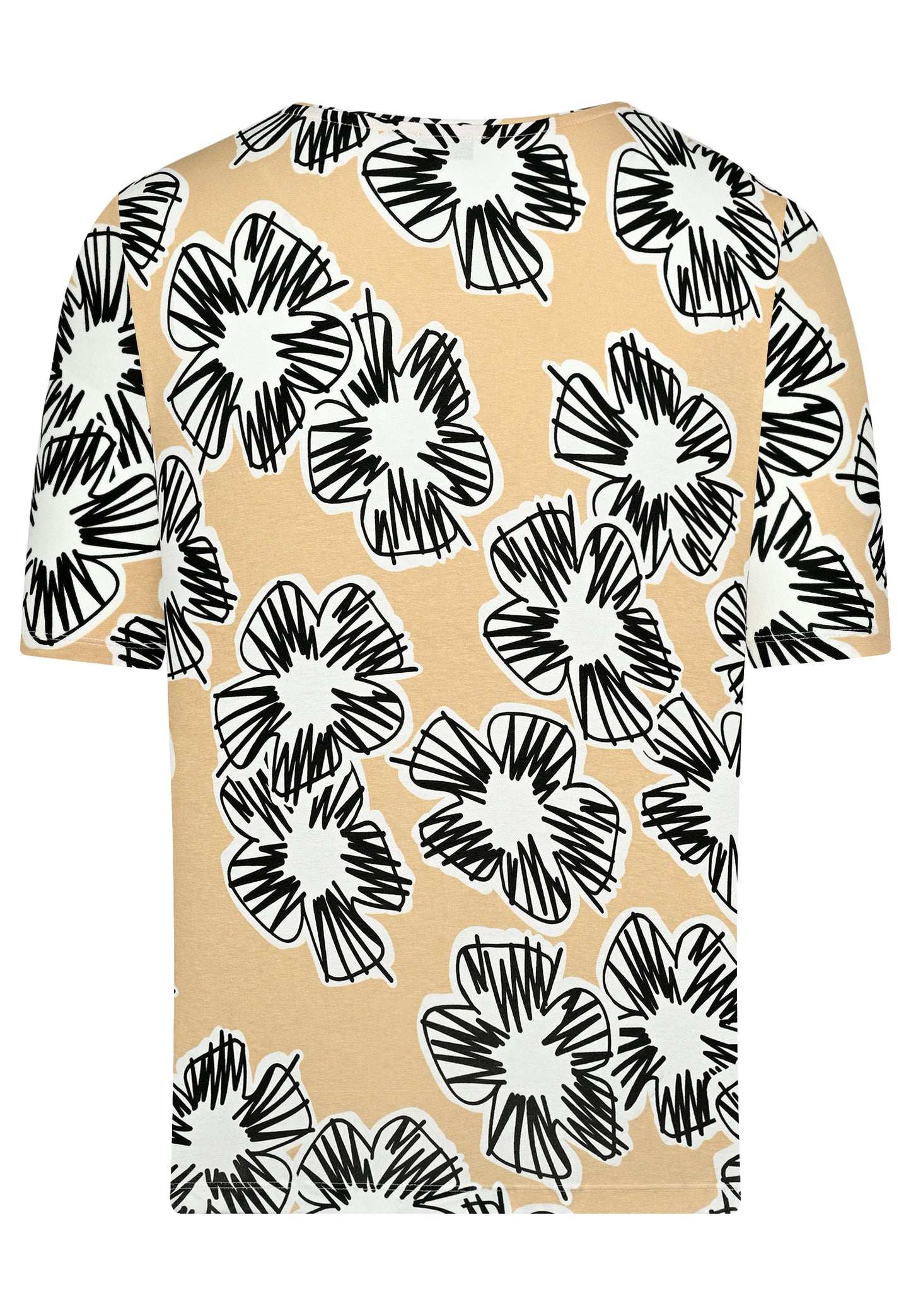 E25394 Shirt met bloemenprint in zand/zwart