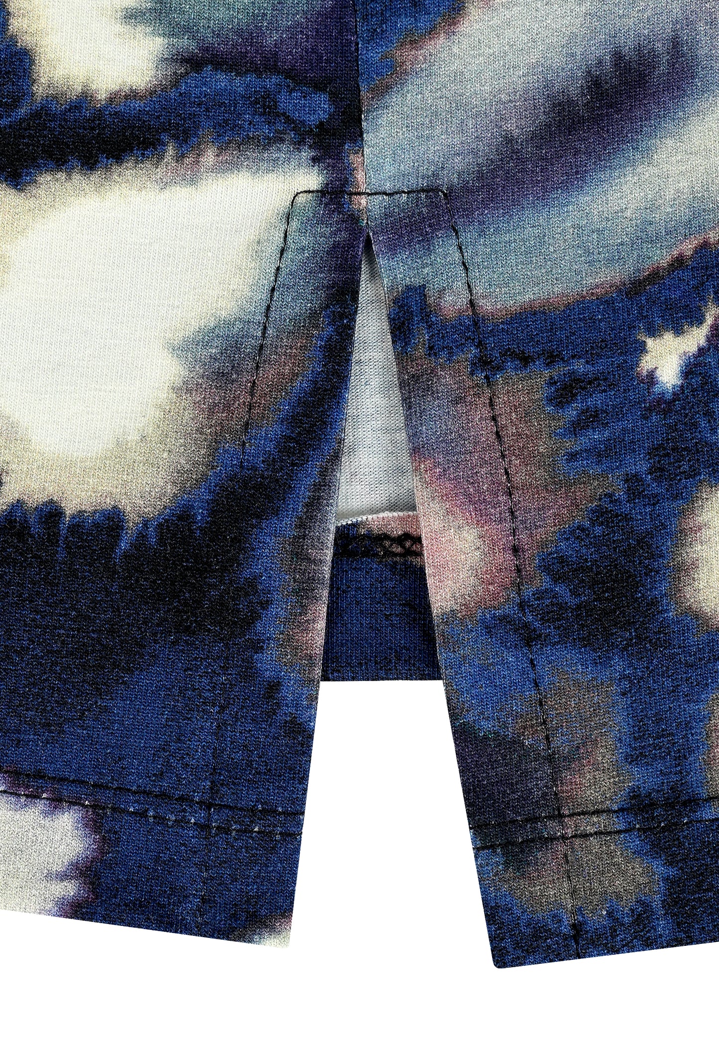 E25484 Shirt met batik bloemenprint in blauw