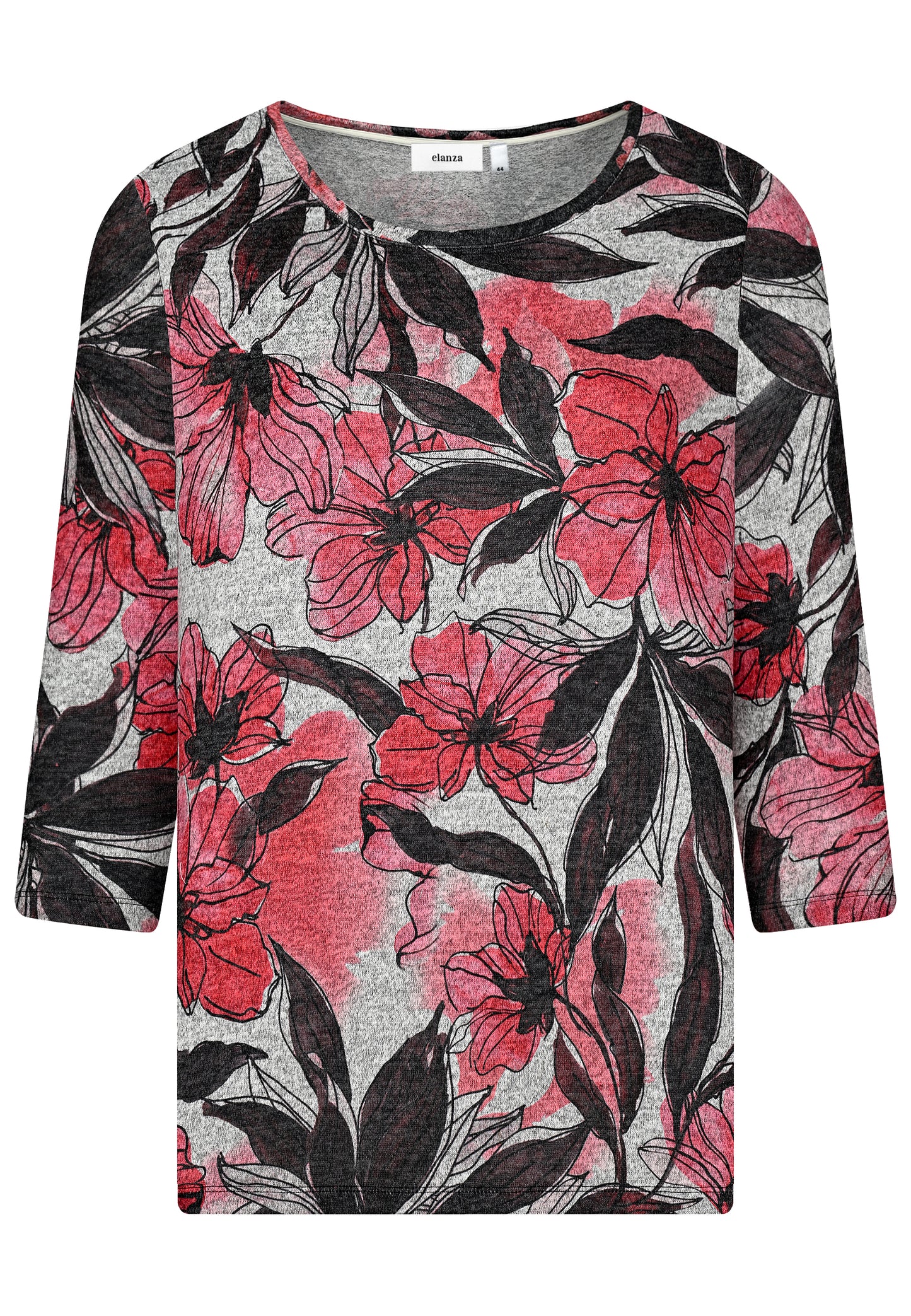 E25583 Shirt mit floralem Print in Rosé/Grau