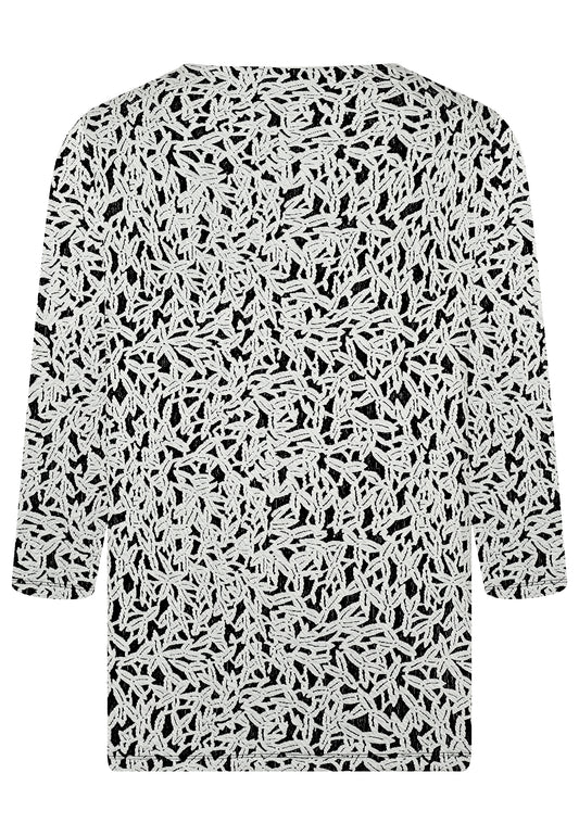 E25585 Shirt mit Jacquardmuster in Weiß/Anthrazit