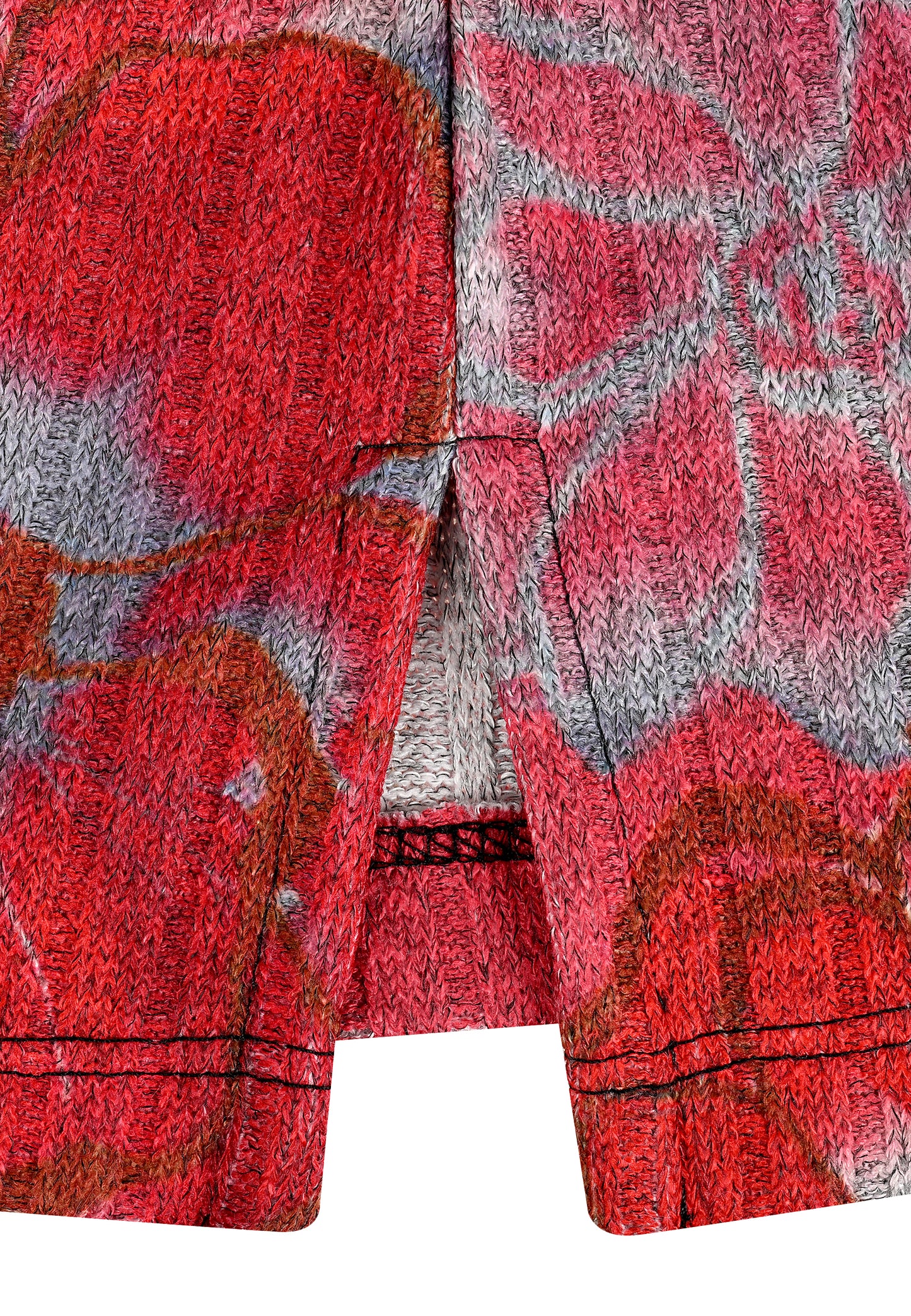 E25586 Feinstrick-Shirt mit Blüten-Print in Rot