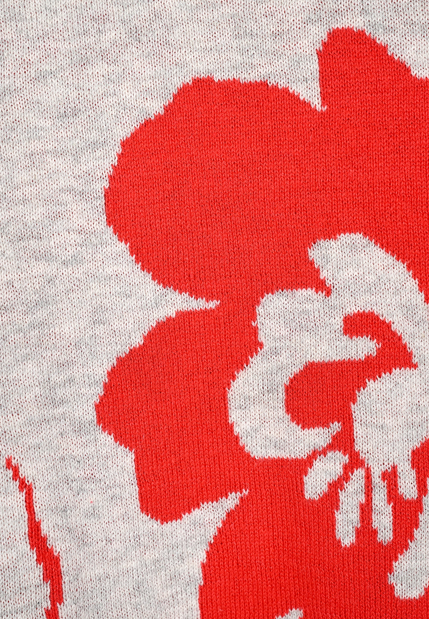 E25592 Strickpullover mit Blütenmuster in Rot/Hellgrau