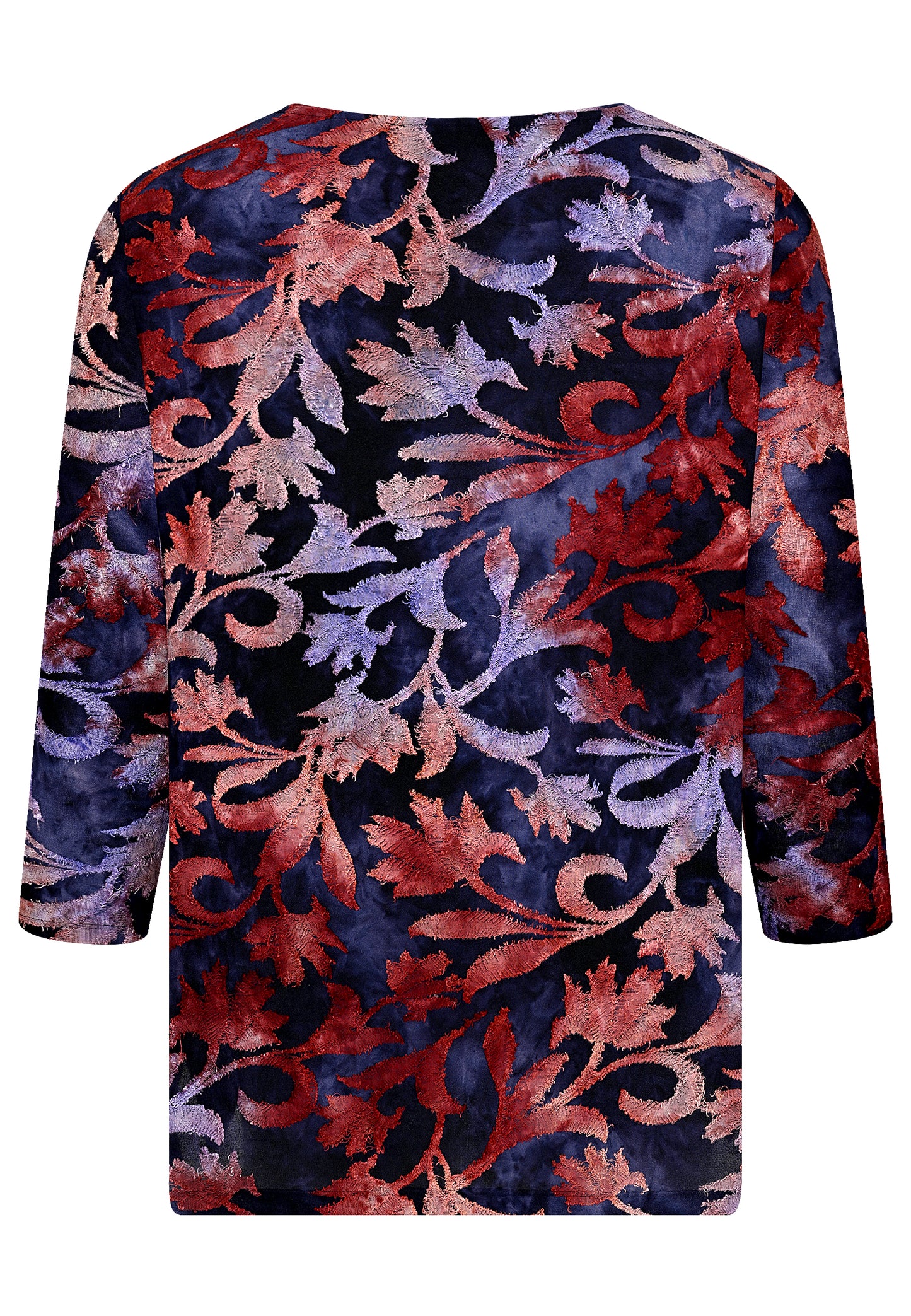 E25681 Shirt mit Blütenmuster in Rot/Dunkelblau