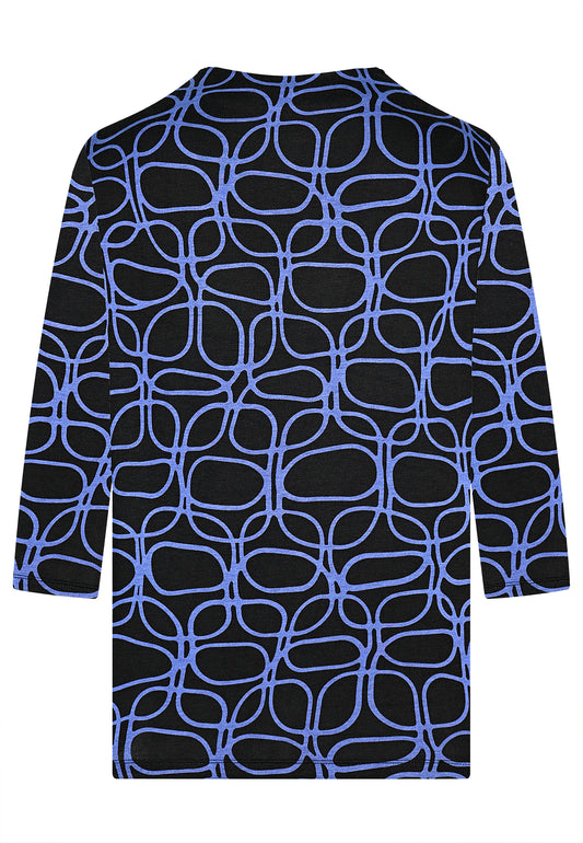 E25683 Shirt mit Grafik-Print in Blau/Schwarz