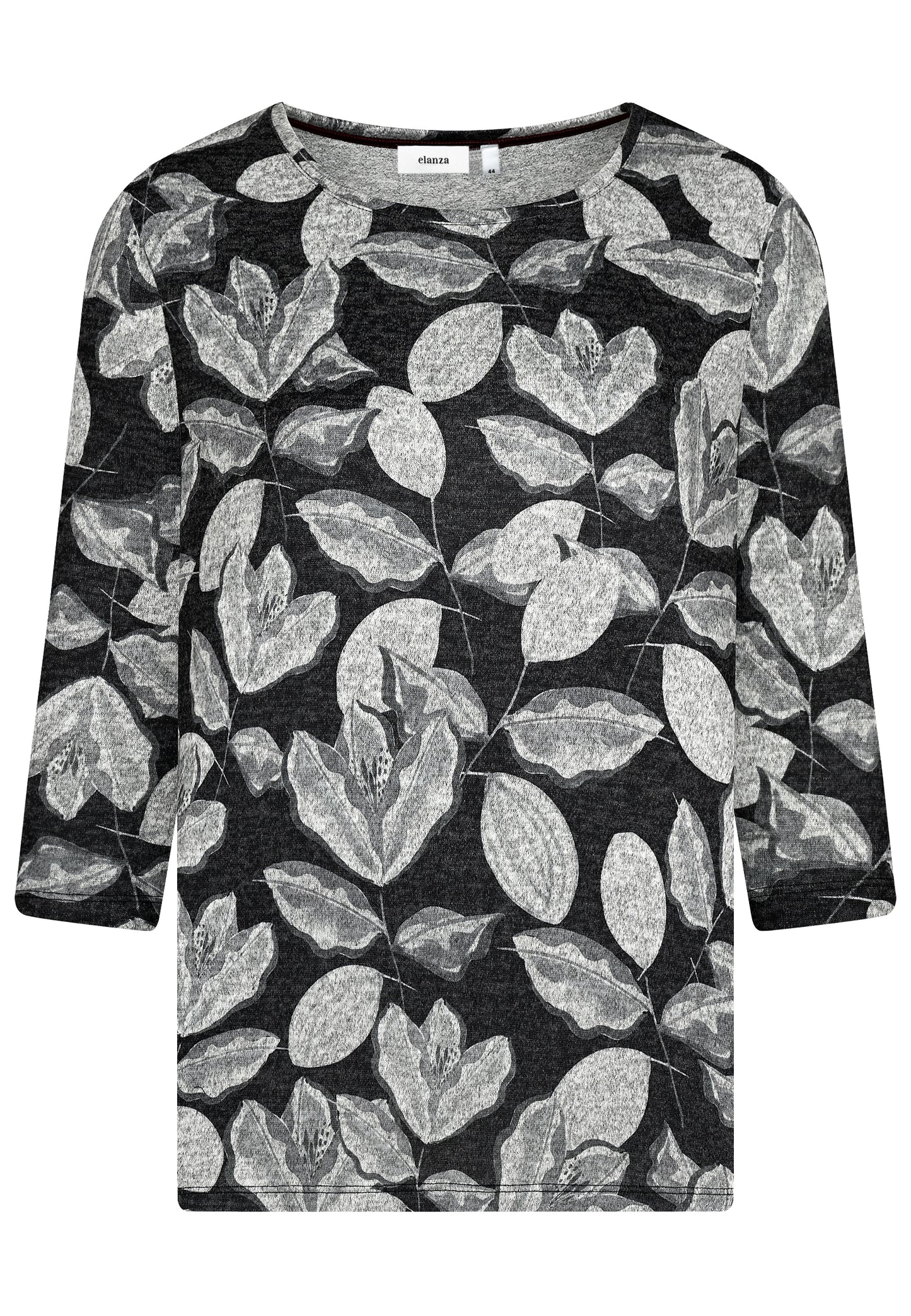 E25783 Shirt mit floralem Print in Anthrazit/Hellgrau