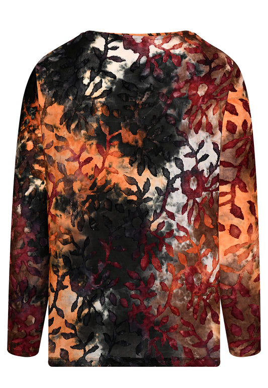 E25784 Shirt mit floralem Muster in Rot/Orange