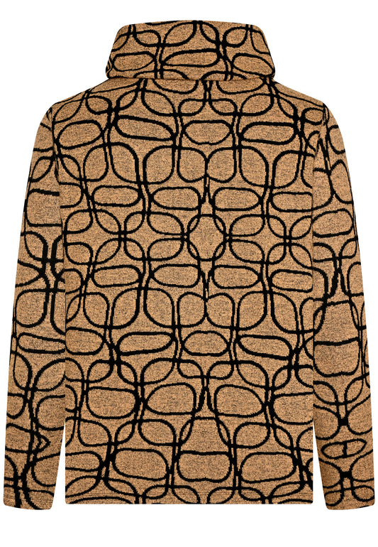 E25786 Strickpullover mit Jacquard-Muster in Braun/Schwarz