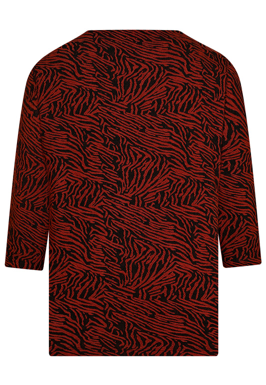 E25789 Shirt mit Cloqué-Muster in Bordeaux/Schwarz