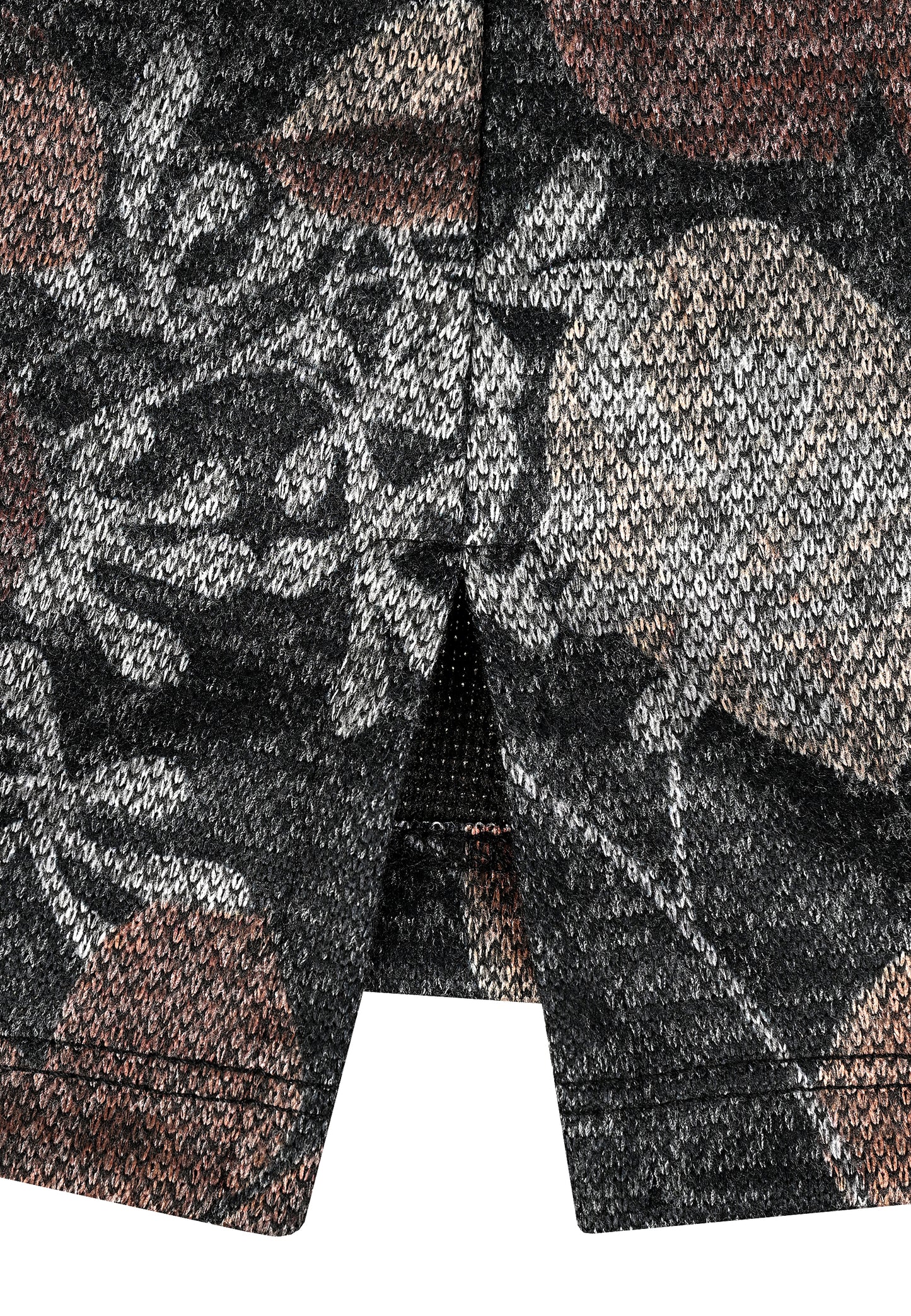 E25791 Shirt mit Blätter-Print in Anthrazit/Braun