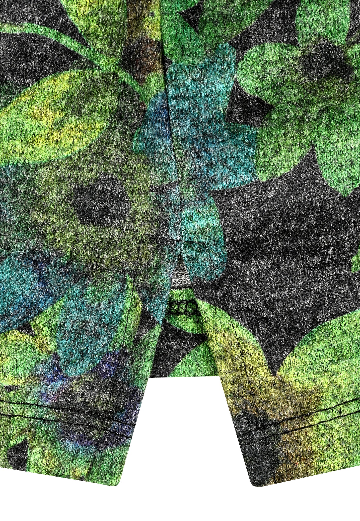 E25883 Feinstrick-Shirt mit Blüten-Print in Grün/Anthrazit