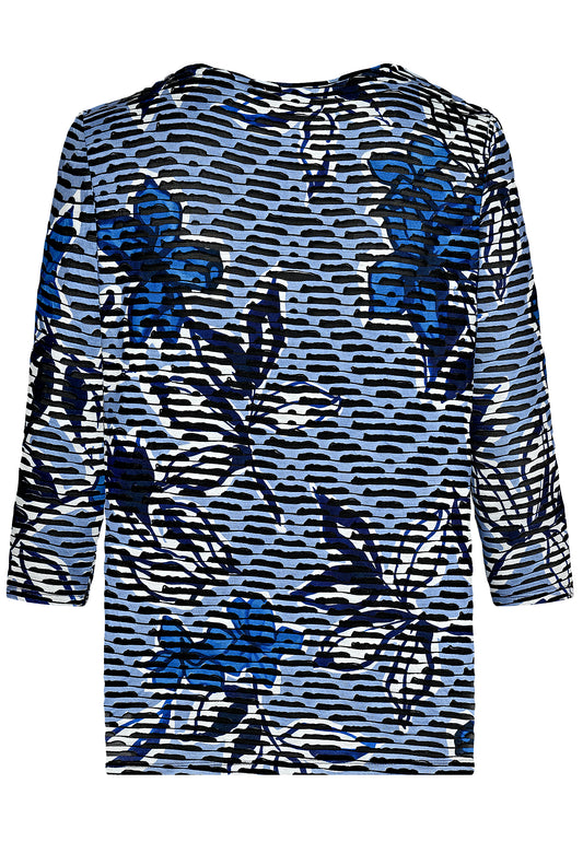 E26165 Shirt Jacq Flowers - 10/blue-white