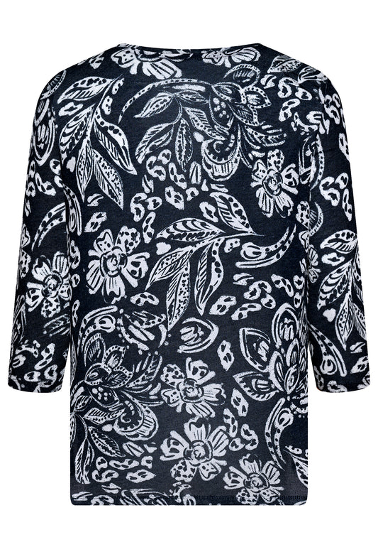 E26171 Shirt Leaves Print - 16/navy-sand