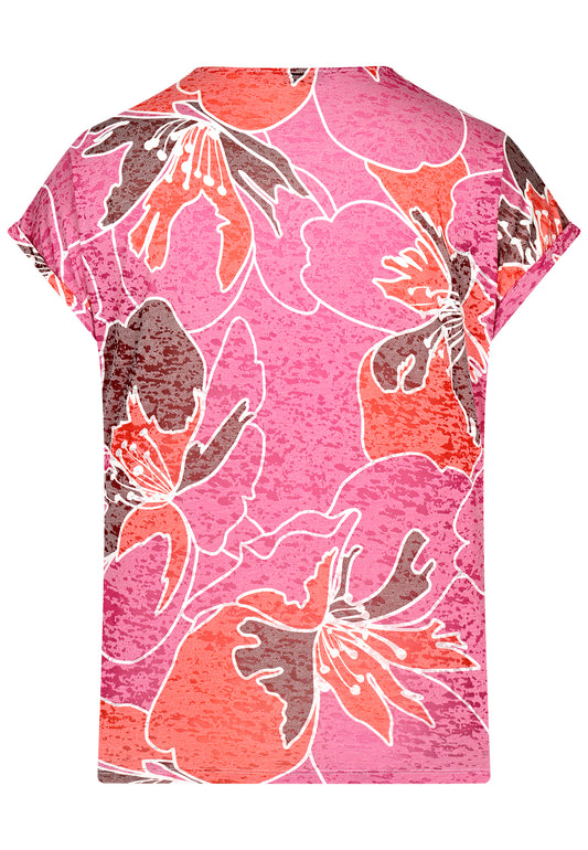 E26385 Shirt Burn Floral - 11/orange-pink