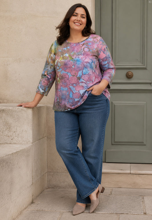 E26566 Shirt T&D Fancy - 04/olive-rose