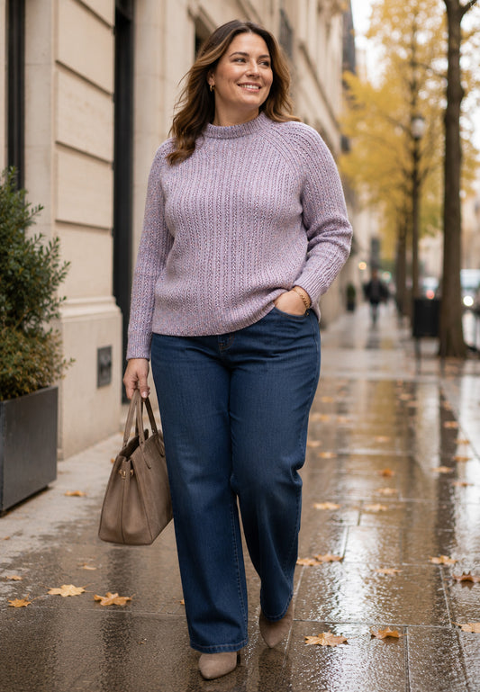 E26561 Pullover Rib Ajour - 08/lilac