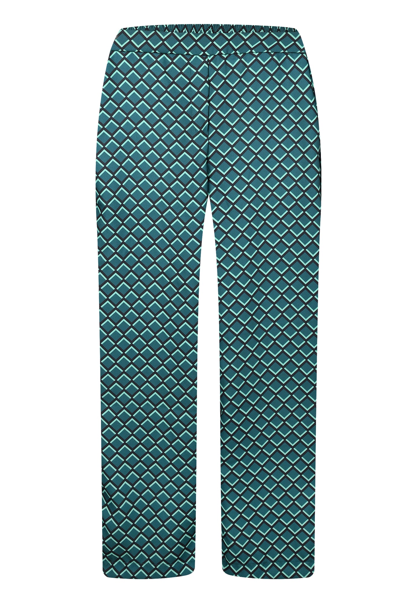 E24686 Palazzo-Hose mit Grafik-Print in Dunkelgrün/Schwarz