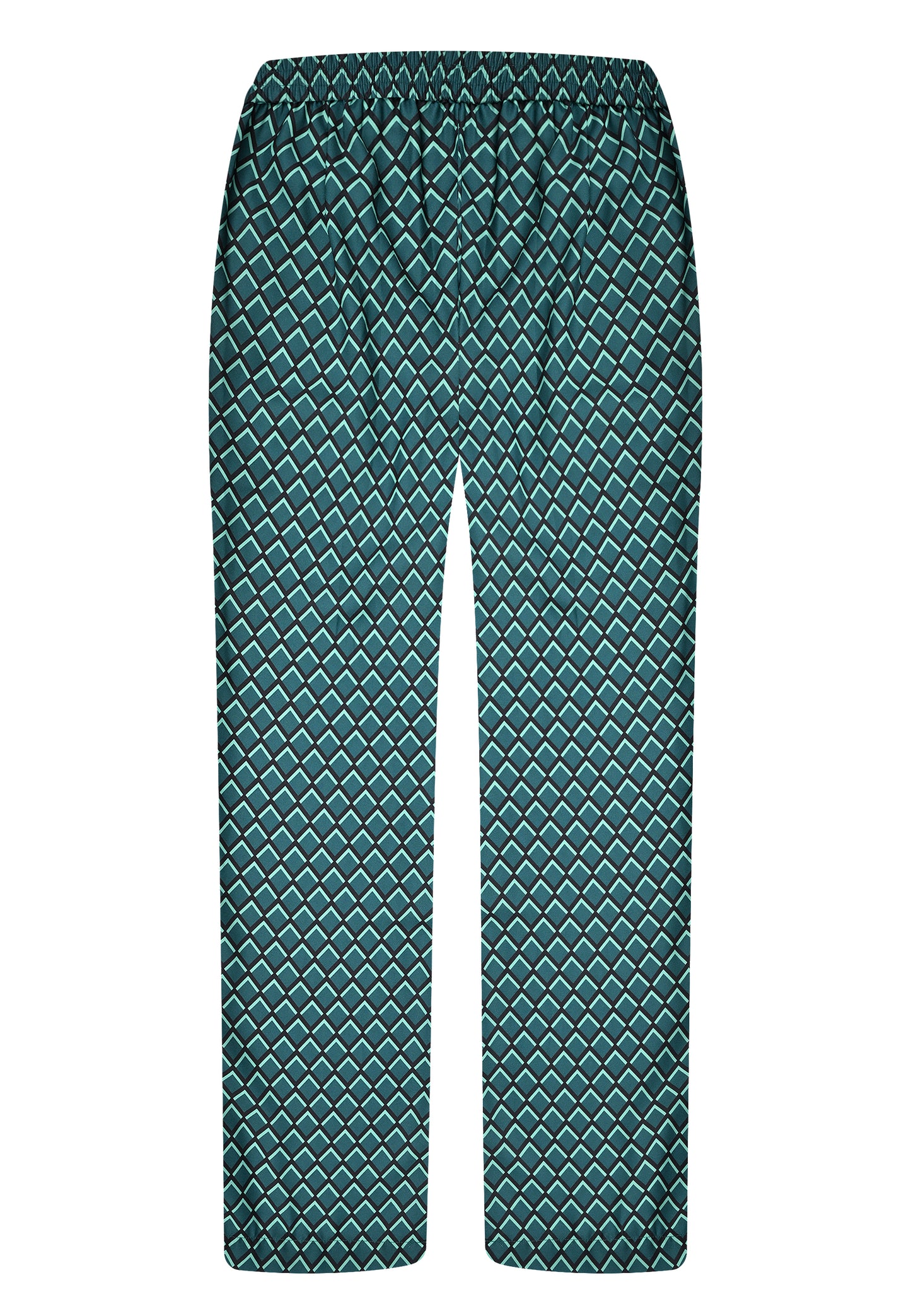 E24686 Palazzo-Hose mit Grafik-Print in Dunkelgrün/Schwarz