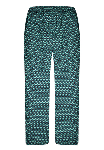 E24686 Palazzo-Hose mit Grafik-Print in Dunkelgrün/Schwarz