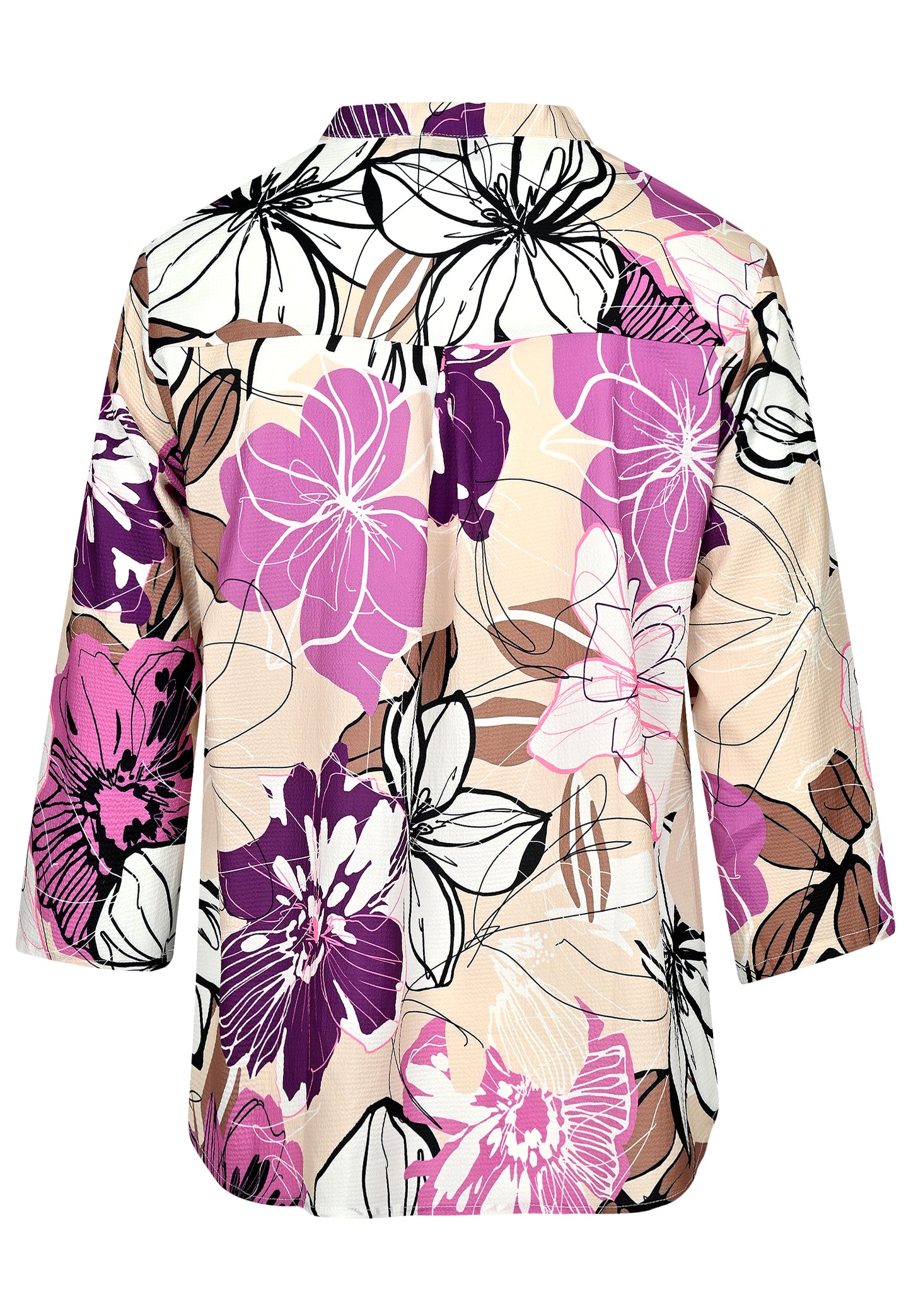 E24584 Blouse Bloemen - 08/paars-zand