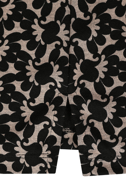 E24781 Rollneck-Shirt mit Ornament-Print in Schwarz/Beige