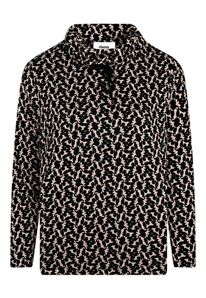 E24781 Rollneck-Shirt mit Ornament-Print in Schwarz/Beige